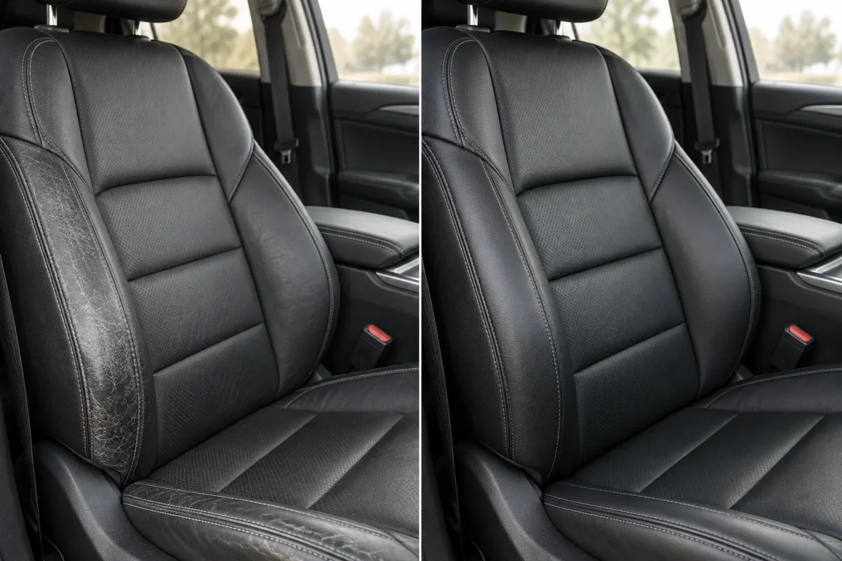 Illustrative leather car seat restoration guide visual