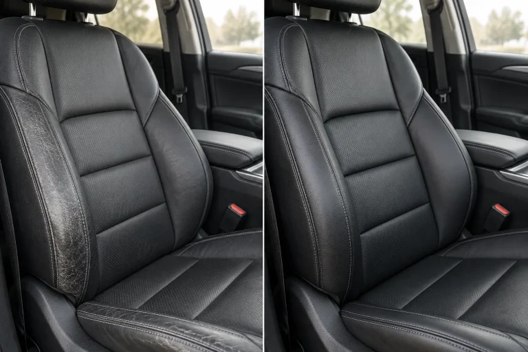 Illustrative leather car seat restoration guide visual