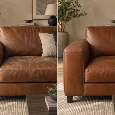 Leather Couch Restoration Concept Illustrative leather couch restoration comparison concept visual