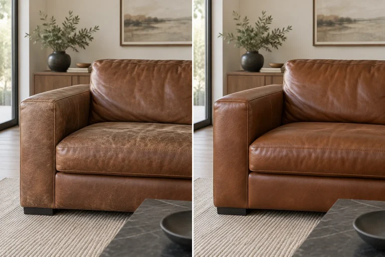 Illustrative leather couch restoration guide visual