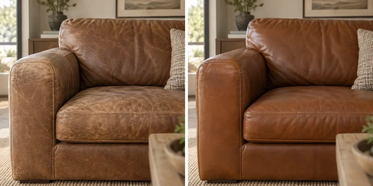 Leather couch Before and After concept visualization, case 3